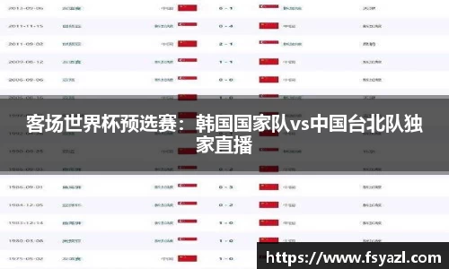 客场世界杯预选赛：韩国国家队vs中国台北队独家直播